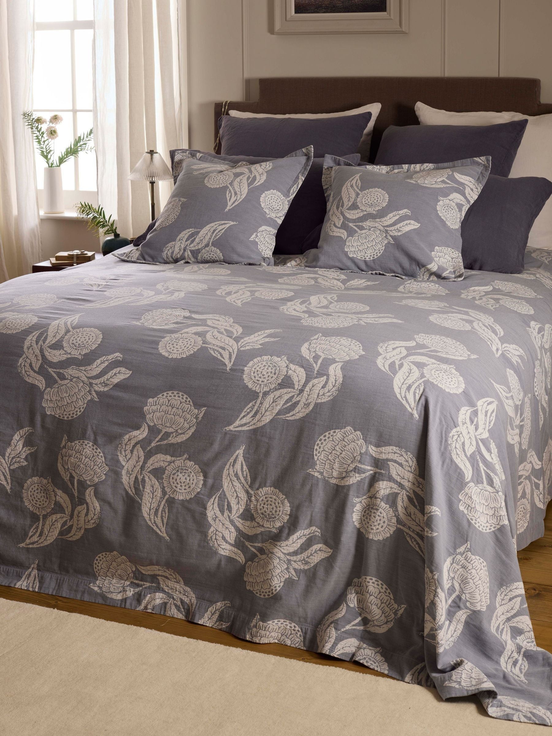 Secret Linen Store French Blue Iona cotton throw, UK version
