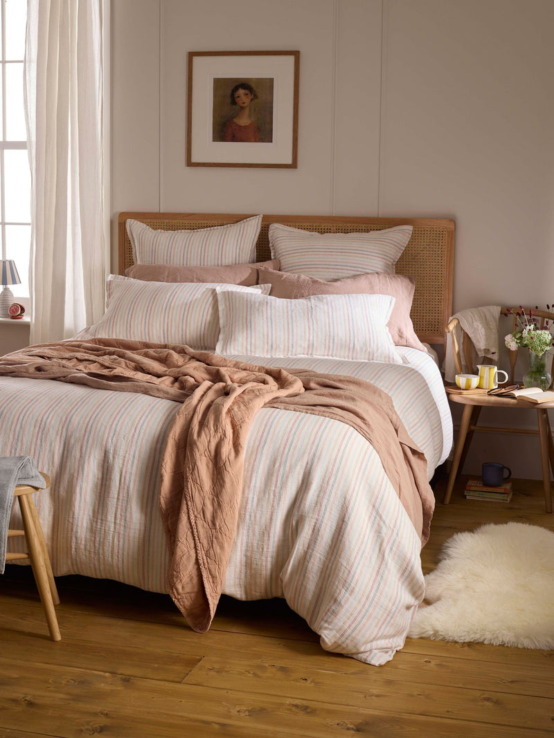 Secret Linen Store multi stripe Olivia pillowcase 100% linen, UK version