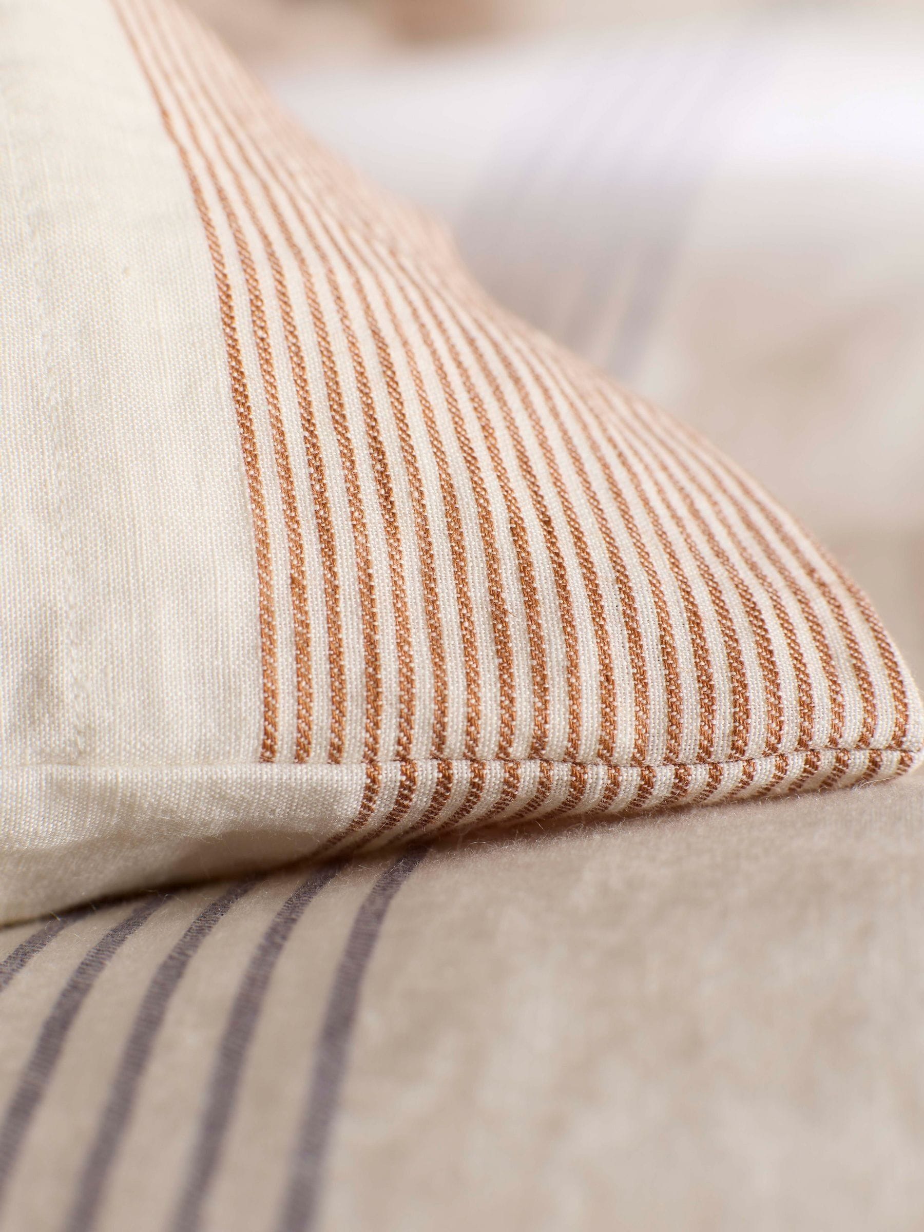 Secret Linen Store Sienna Stripe blue spice linen pillowcase - British product