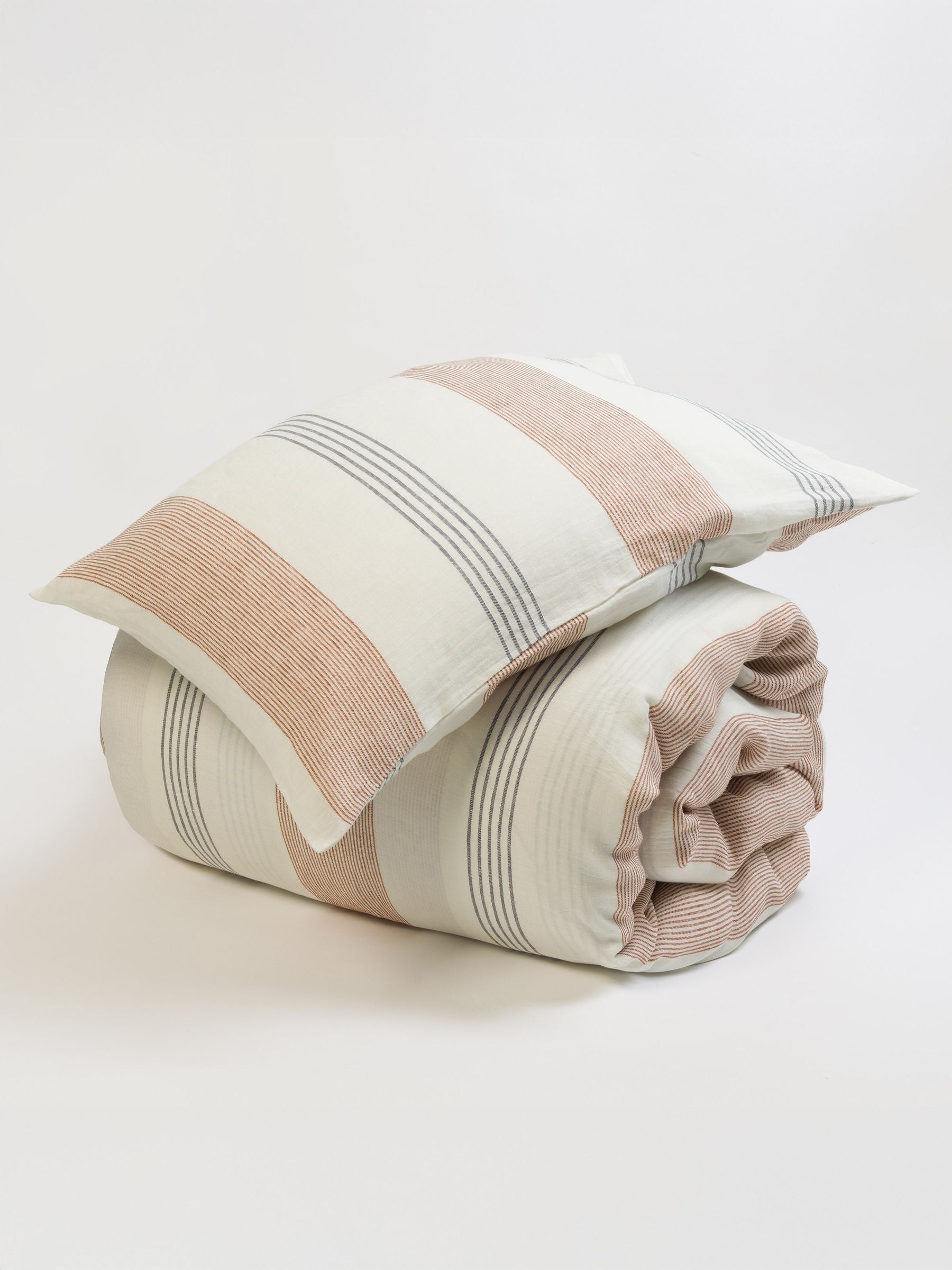 Secret Linen Store Sienna Stripe blue spice linen pillowcase - British product