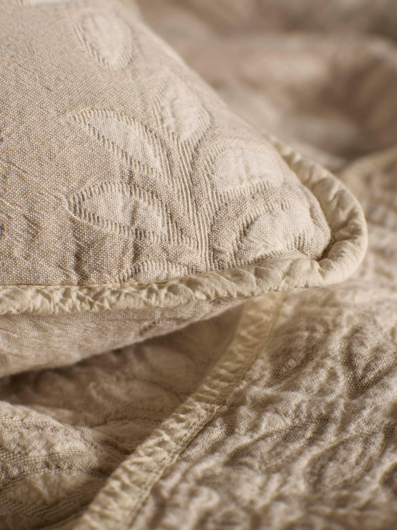 Secret Linen Store Annie quilted cushion cover natural cream 60x40cm, imported from the UK