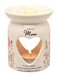 Widdop white wax melt burner with Mum design 10cm (British brand)