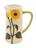 Widdop White Handpainted Sunflower Jug ceramic 24cm, imported from the UK