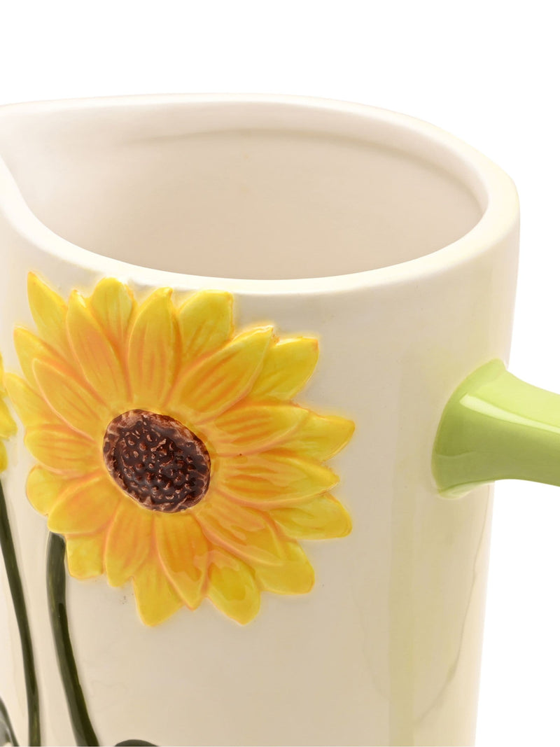 Widdop White Handpainted Sunflower Jug ceramic 24cm, imported from the UK
