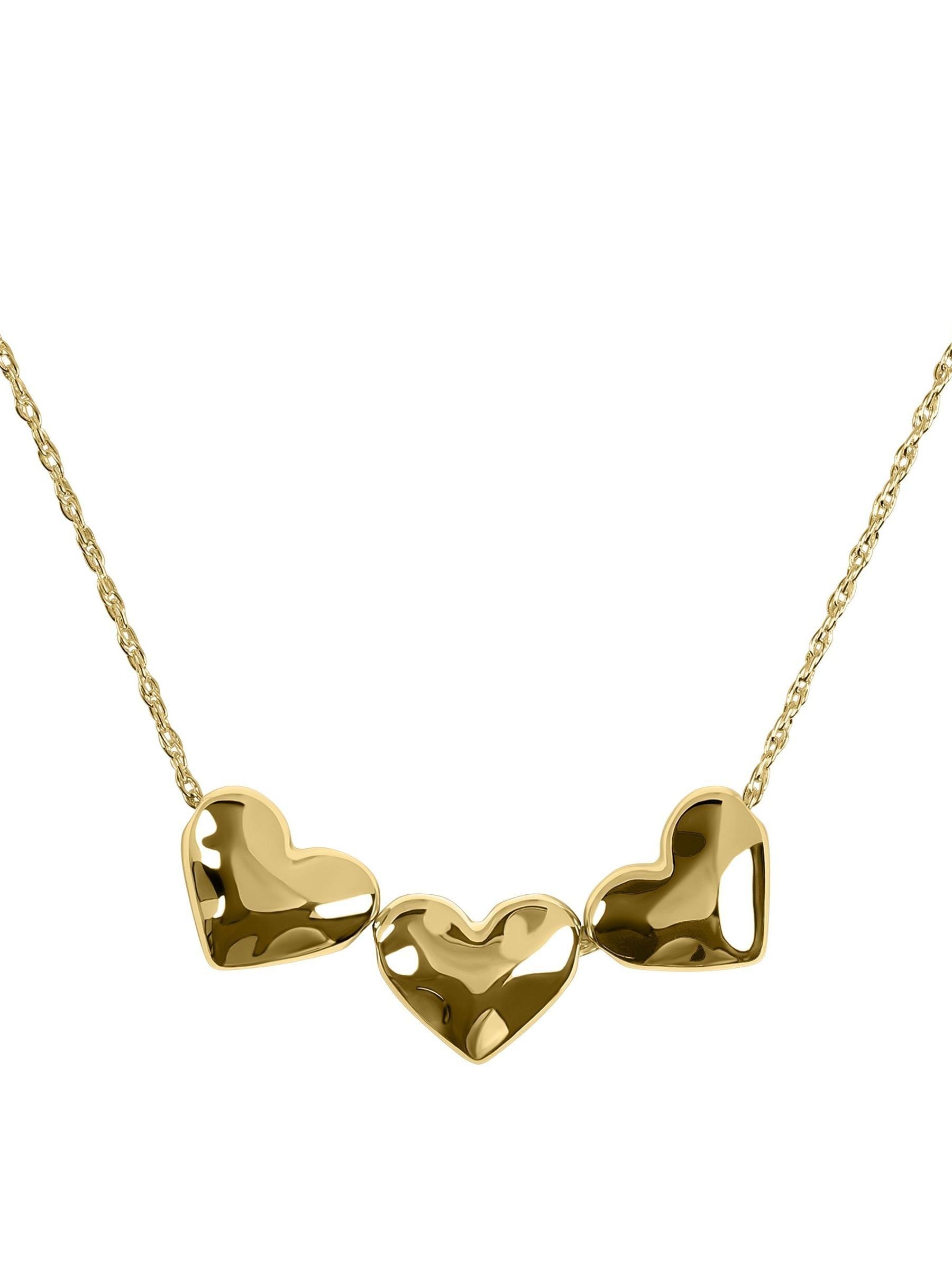 Radley 18ct gold plated triple hammered heart charm necklace (British brand)