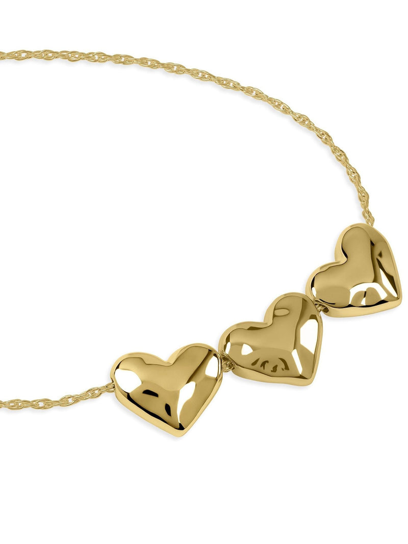 Radley 18ct gold plated triple hammered heart charm necklace (British brand)