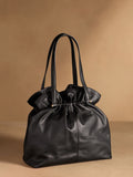 Russell & Bromley black shoulder bag Jessie ruched leather, imported from the UK