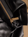 Russell & Bromley black shoulder bag Jessie ruched leather, imported from the UK