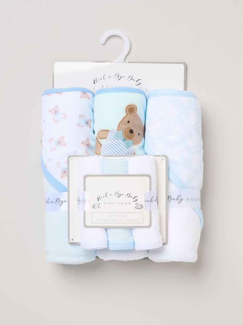 Rock-A-Bye Baby blue hooded towels and washcloth set 3 pack - British product