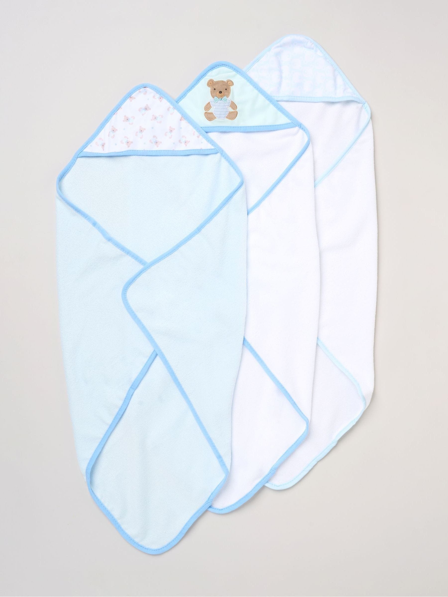 Rock-A-Bye Baby blue hooded towels and washcloth set 3 pack - British product
