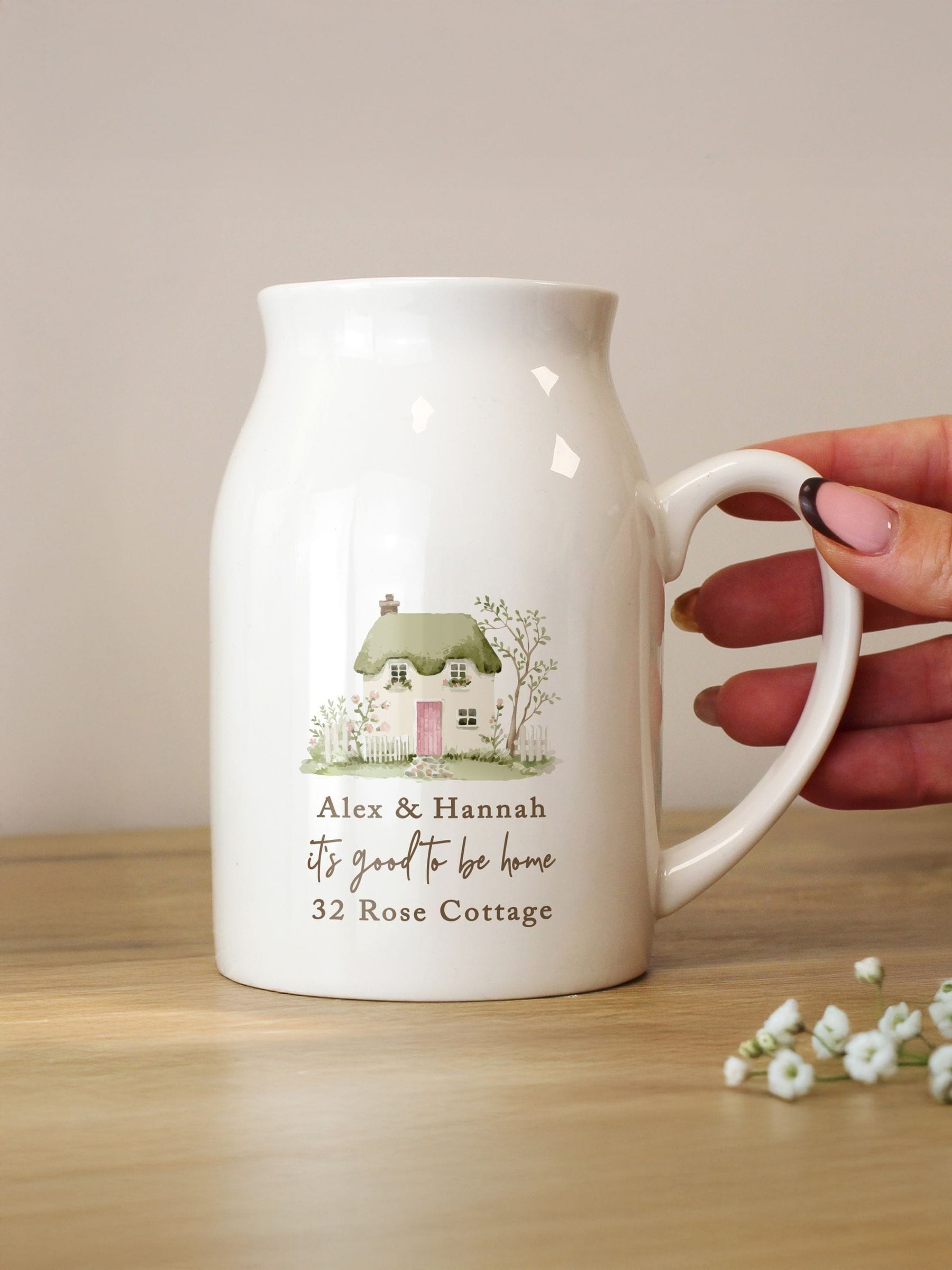 PMC personalised country cottage jug vase 12cm (British brand)