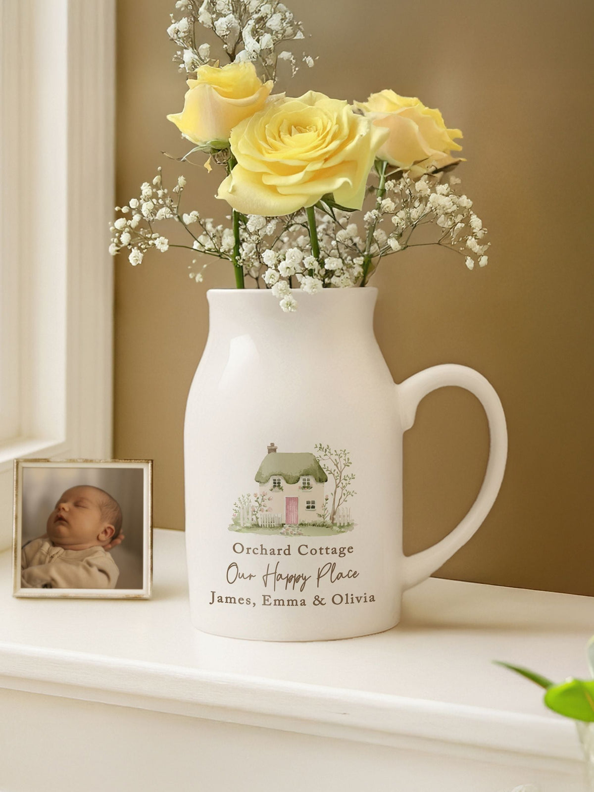 PMC personalised country cottage jug vase 12cm (British brand)