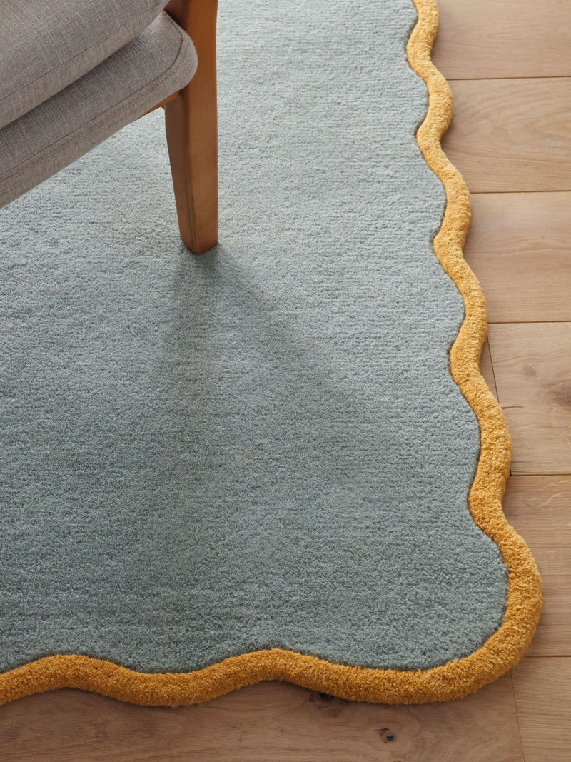 Origin Rugs Duck Egg Ochre Scalloped Elsie Runner