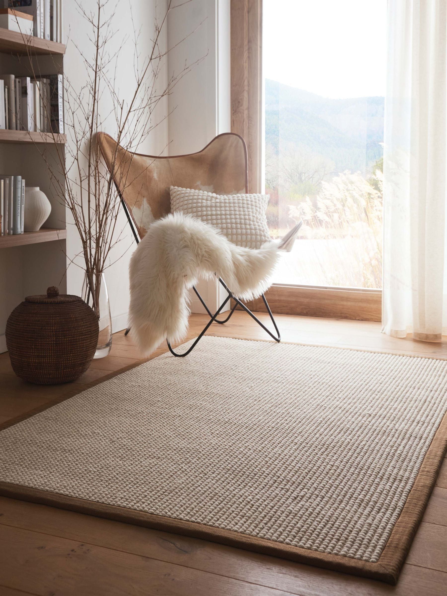 Origin Rugs mocha border sisal boucle rug 150x80cm, UK version