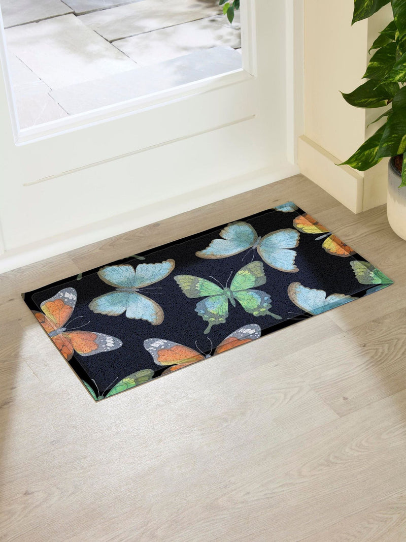 Artsy black watercolour butterfly doormat 70x40cm, imported from the UK