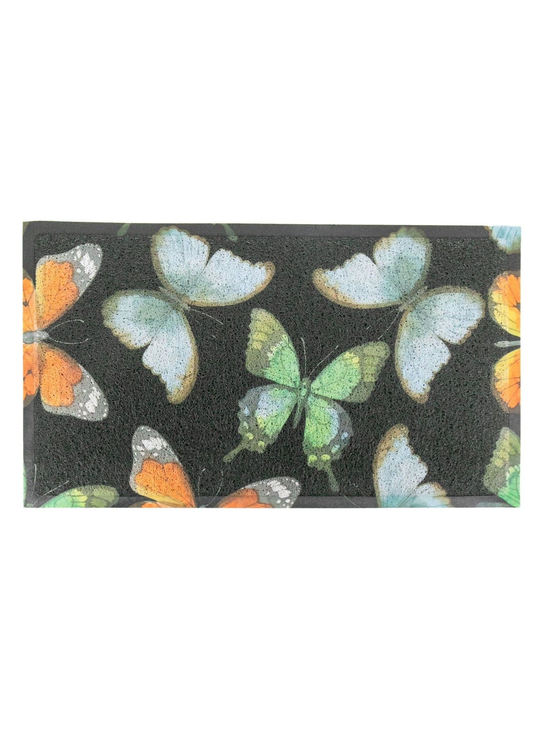 Artsy black watercolour butterfly doormat 70x40cm, imported from the UK