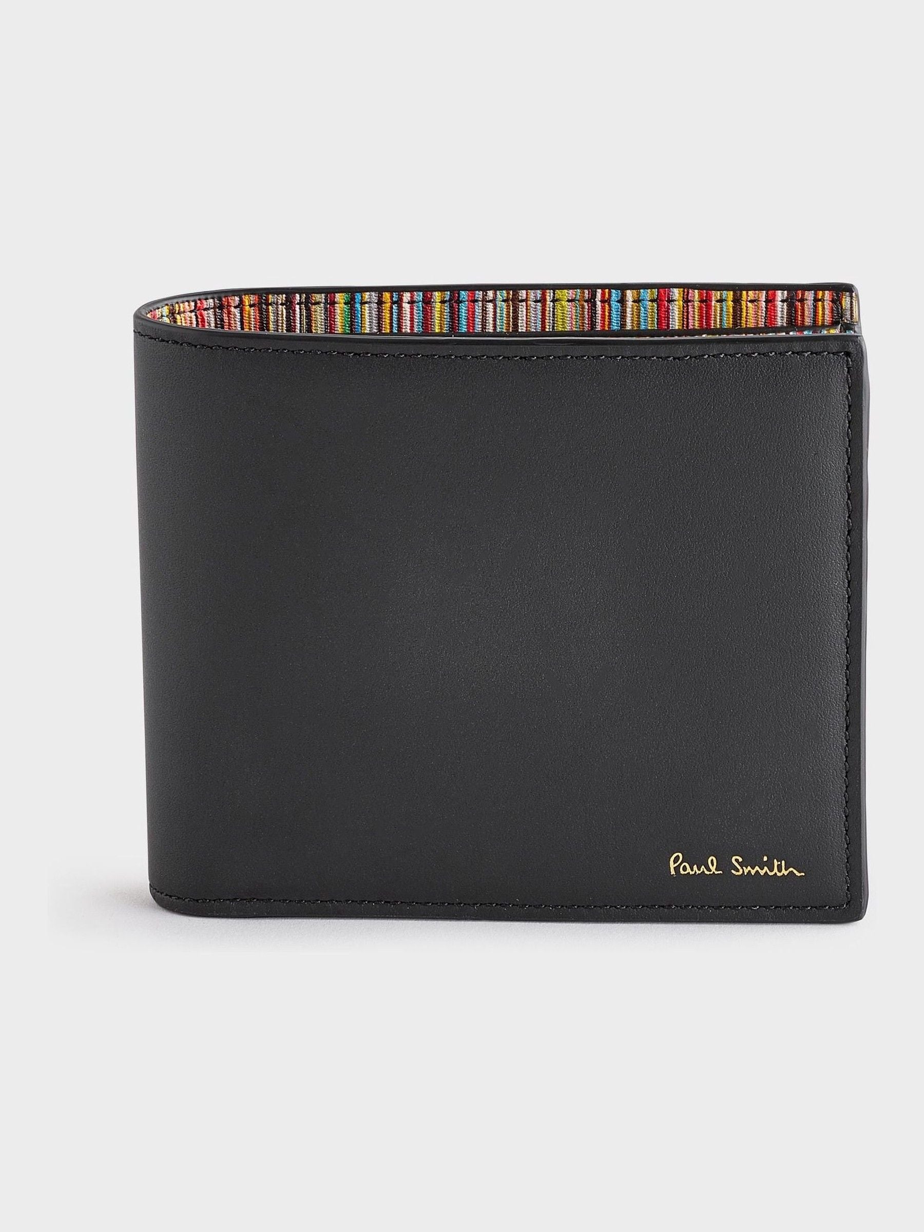 PS Paul Smith black leather signature stripe billfold wallet, imported from the UK