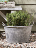 Dibor Silver Galvanised Tub Planter, imported from the UK