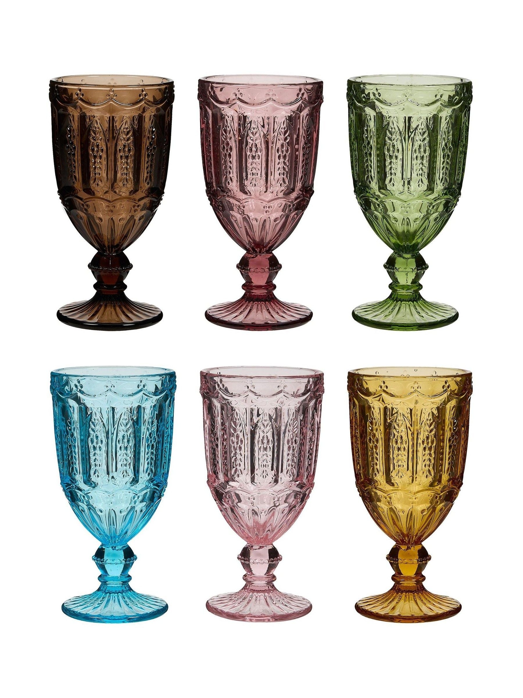Dibor wine goblets set of 6 coloured 17cm, UK version