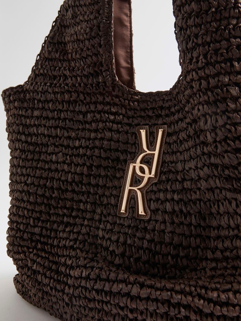 River Island brown raffia shopper bag, UK version
