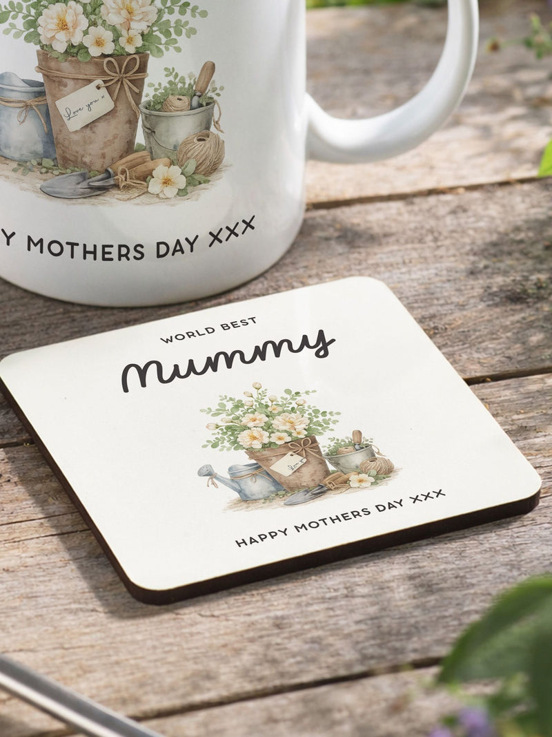 Personalised flower mug and coaster set 11oz, imported from the UK