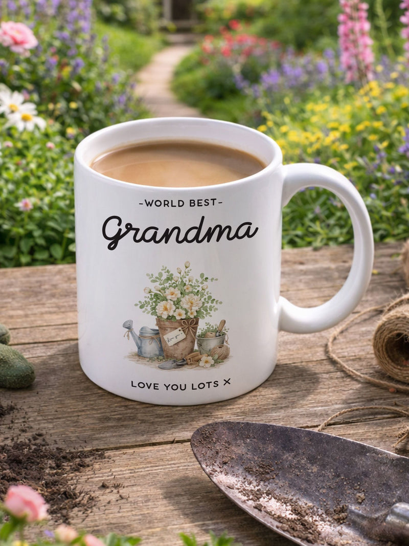 Personalised flower mug and coaster set 11oz, imported from the UK