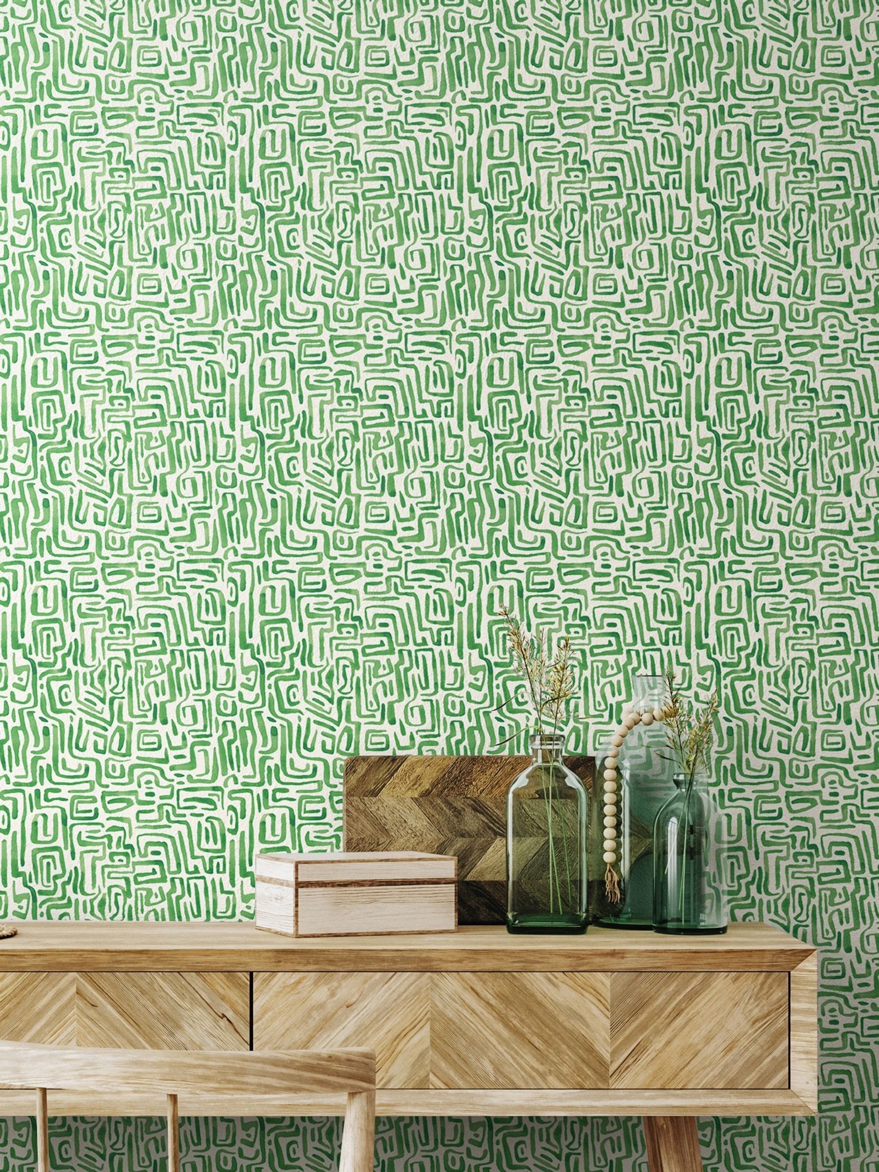 Hoopla Walls Raspberry Maze Squiggle Wallpaper 10m