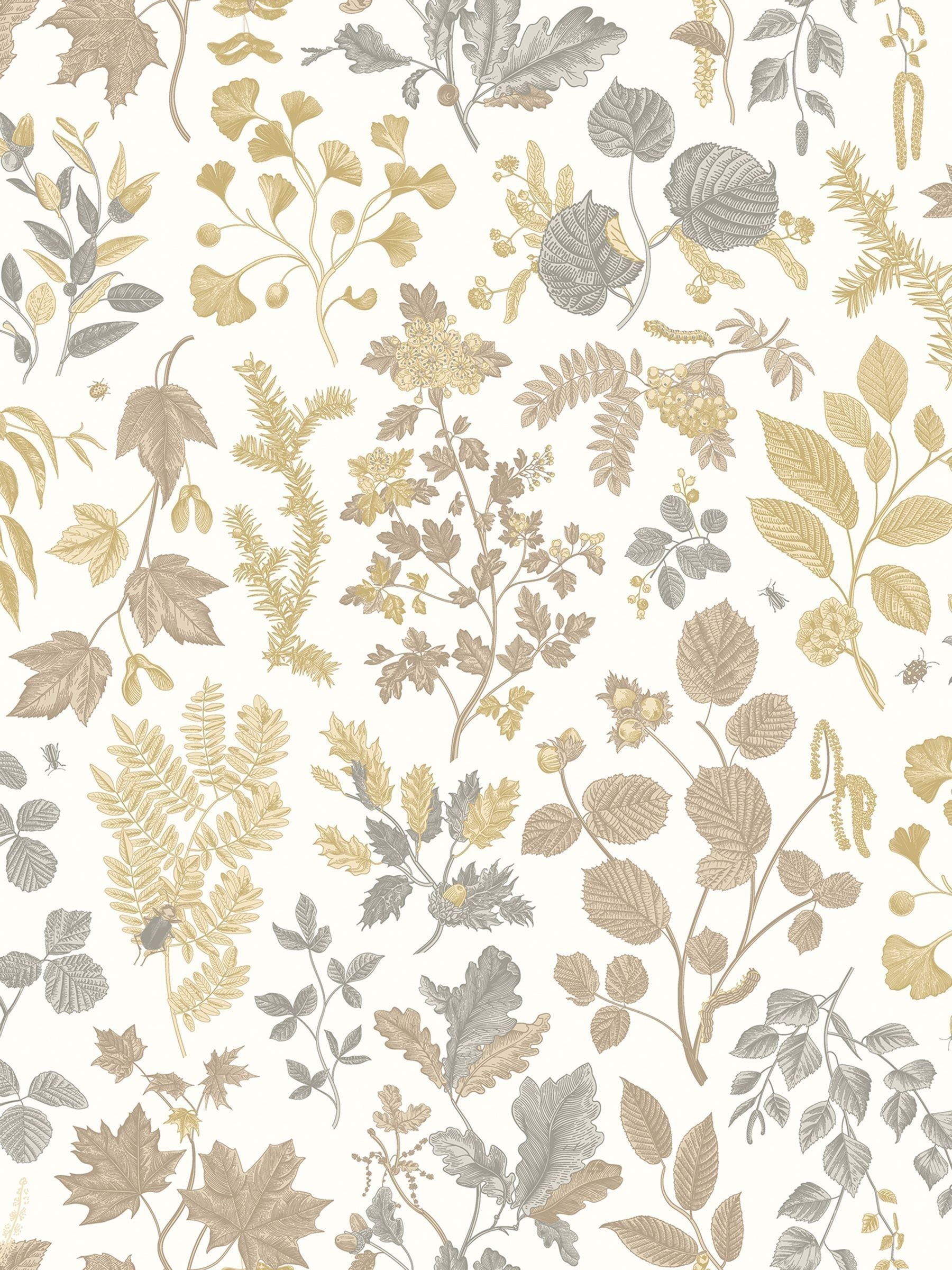 Hoopla Walls Stone Sand Botanical Leaves wallpaper 10 metre roll - British product