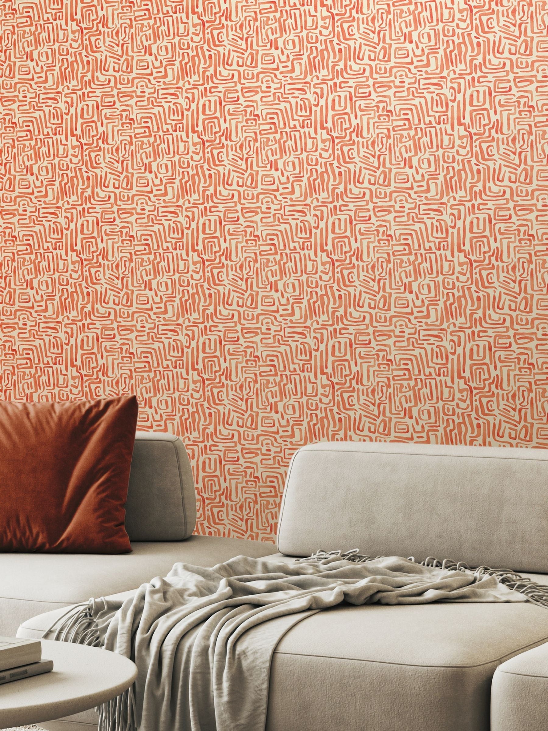 Hoopla Walls Raspberry Maze Squiggle Wallpaper 10m