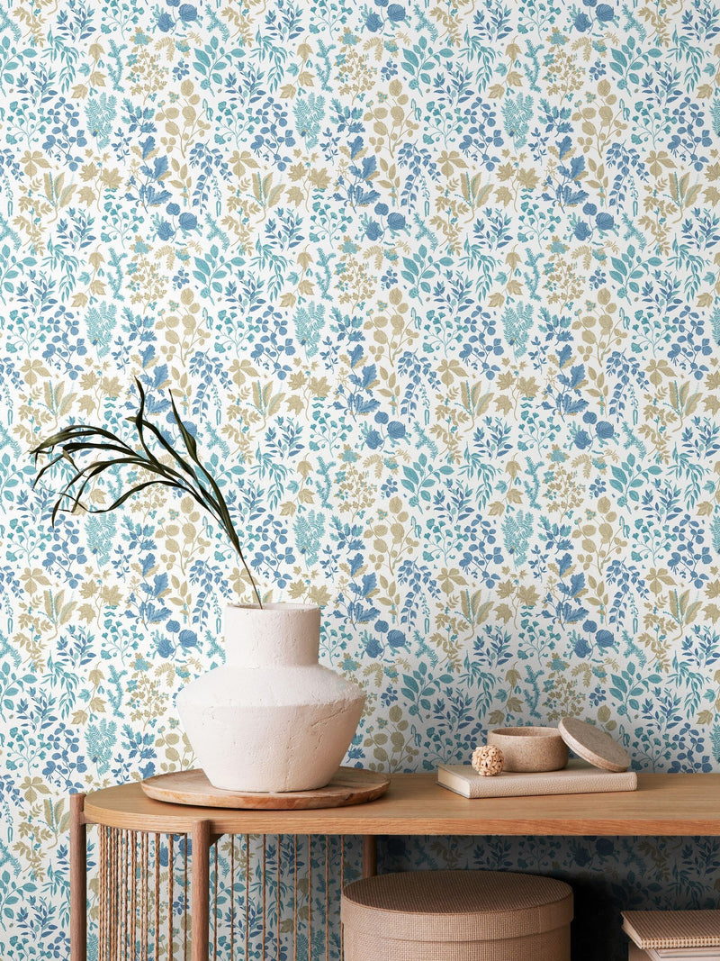 Hoopla Walls Stone Sand Botanical Leaves Wallpaper 10m