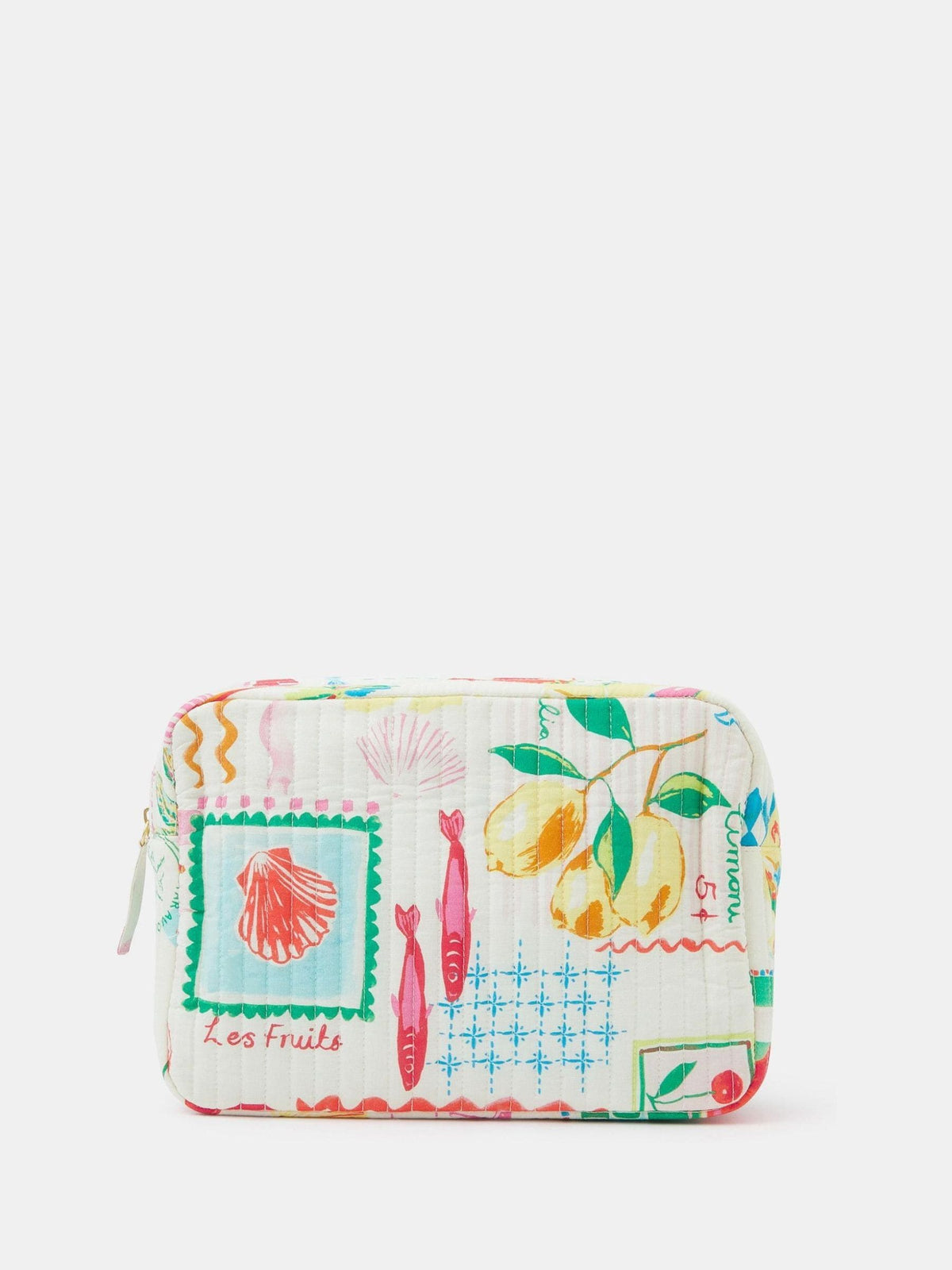 Accessorize white summer print quilted makeup bag - British product