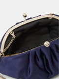 Accessorize blue ruched satin clip frame clutch bag (British brand)