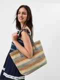 Accessorize grey stripe raffia shoulder bag - British product