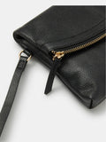 Accessorize black curved foldover leather wristlet bag, imported from the UK