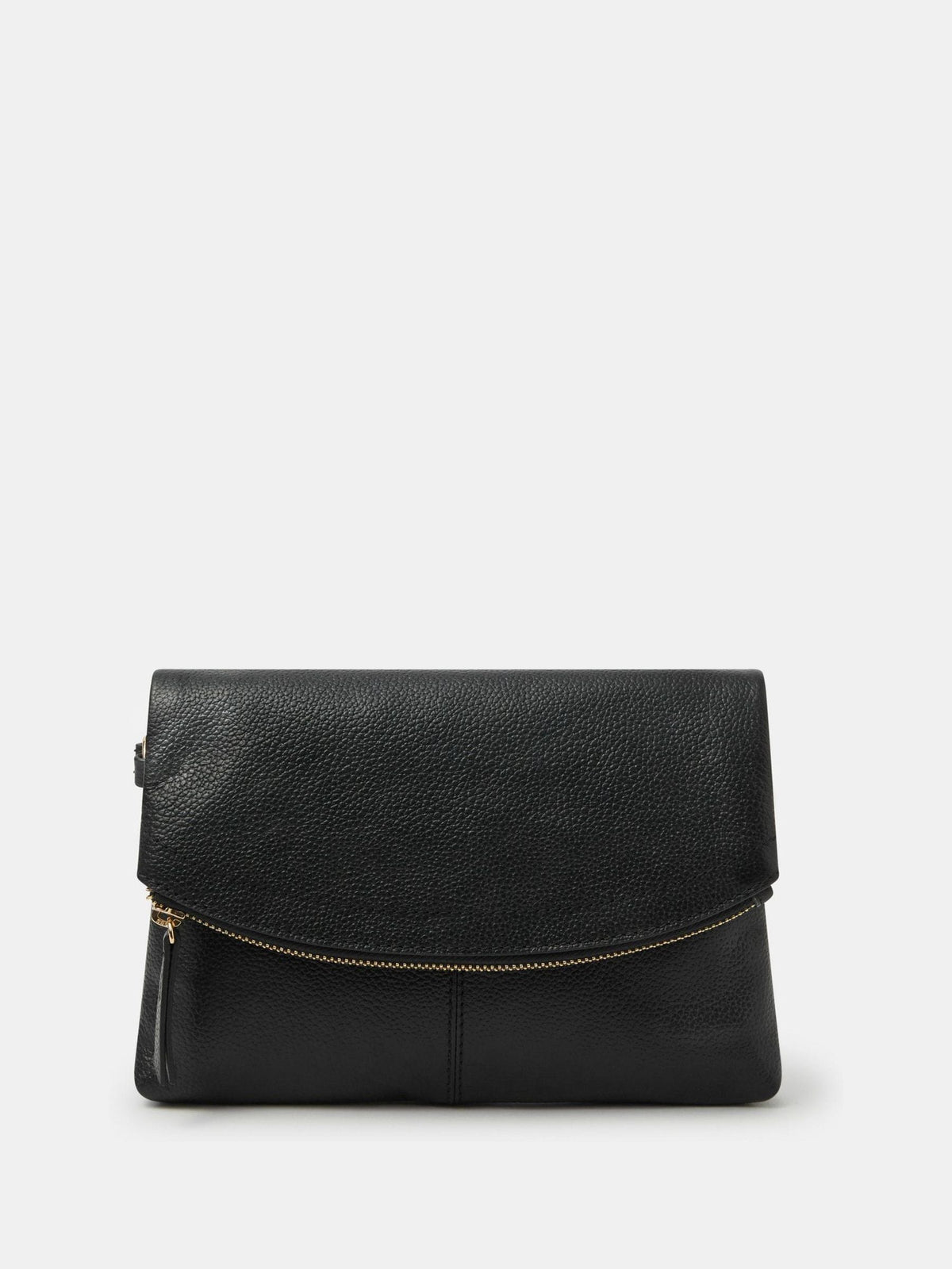 Accessorize black curved foldover leather wristlet bag, imported from the UK