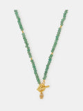 Accessorize green healing stone bead T-bar necklace, UK version