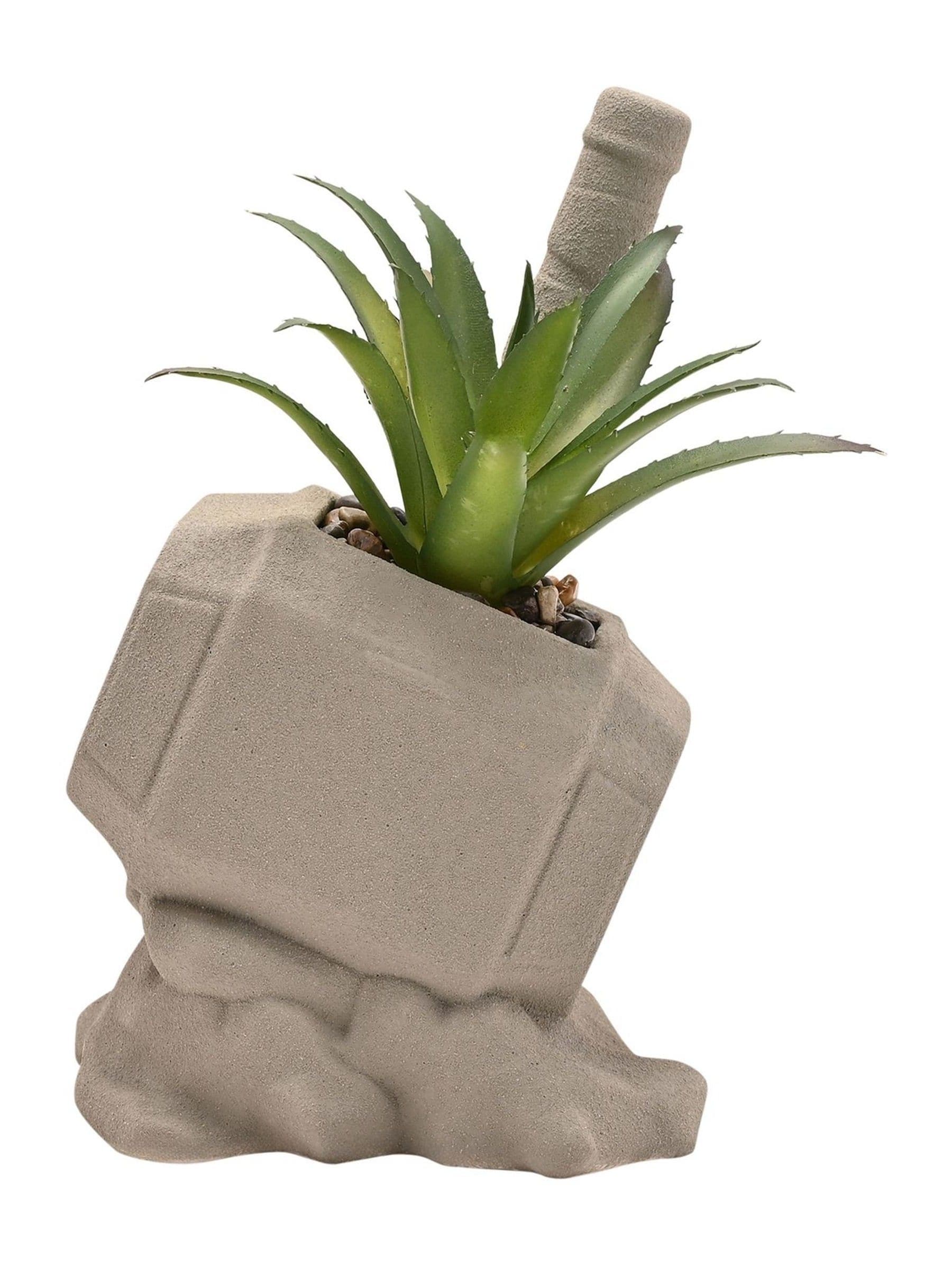 Marvel white Thor hammer planter with faux plant, UK version