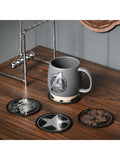 Marvel set of 2 black round metal coasters, UK version