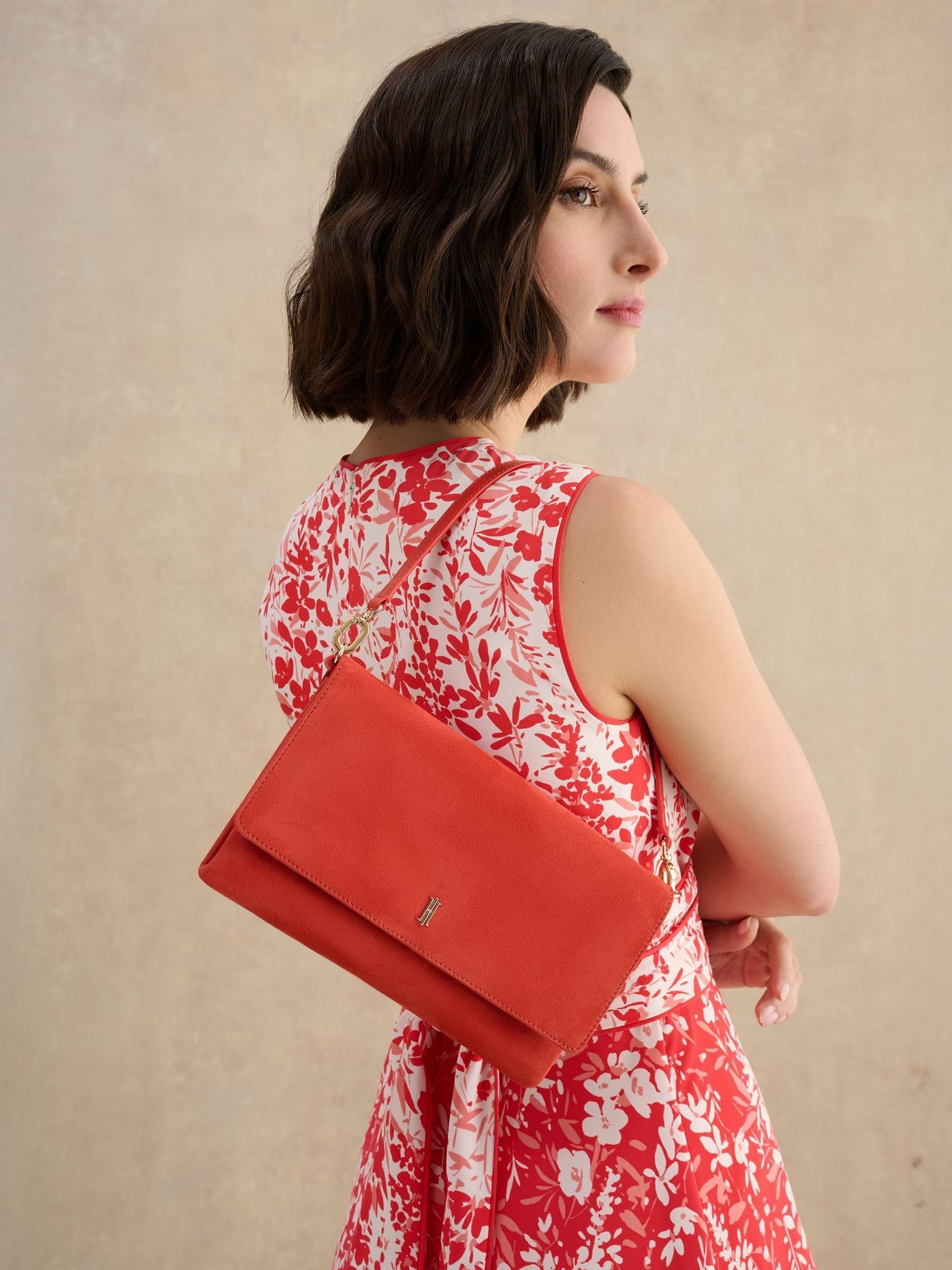 Hobbs Calendula Red Ashley suede clutch - British product