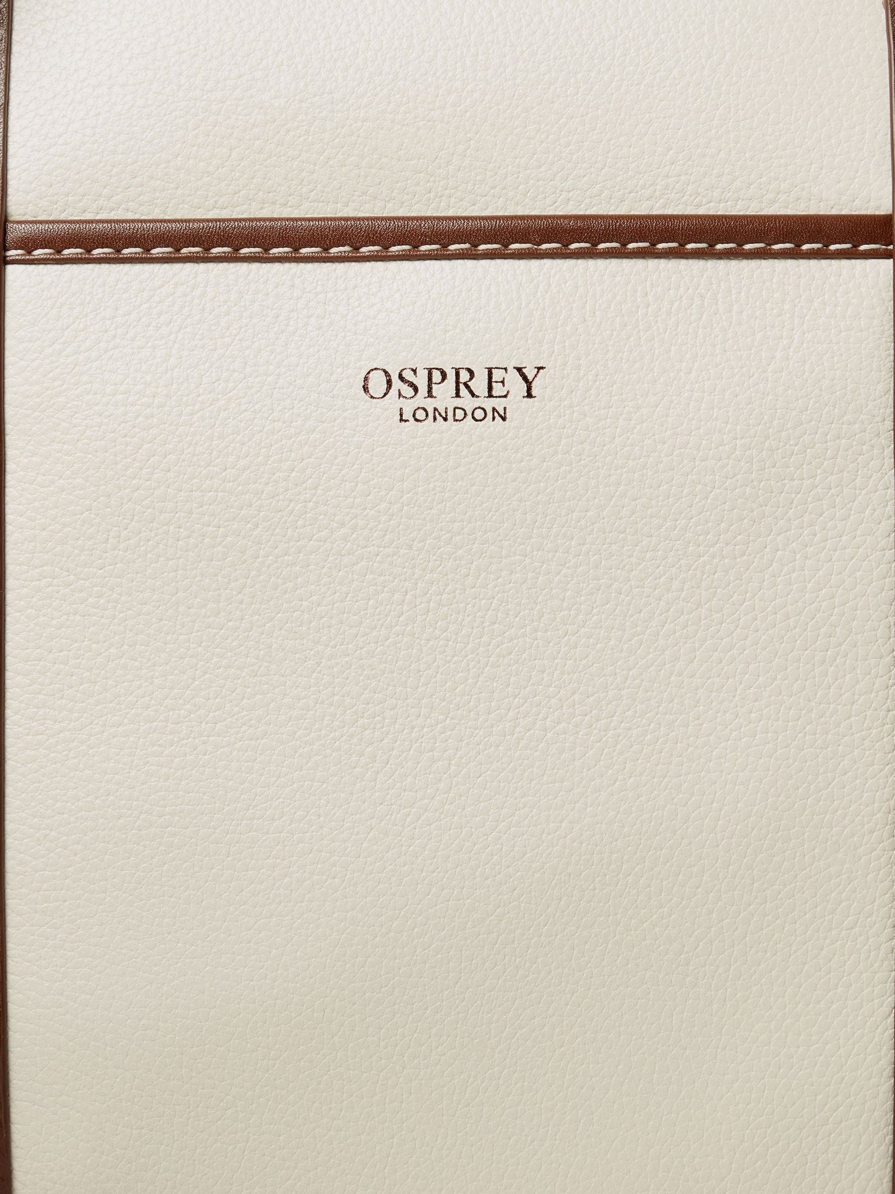 Osprey London Cream The Classic Savanna Leather Weekender Bag