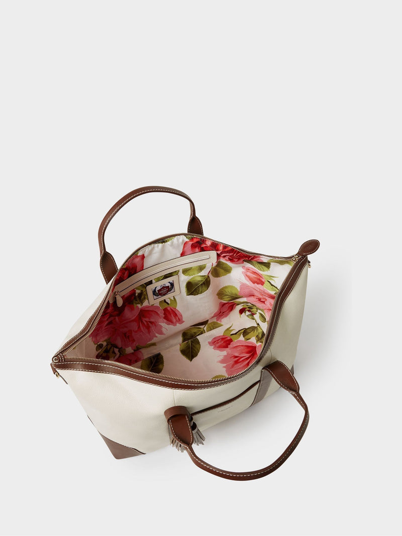 Osprey London Cream The Classic Savanna Leather Weekender Bag