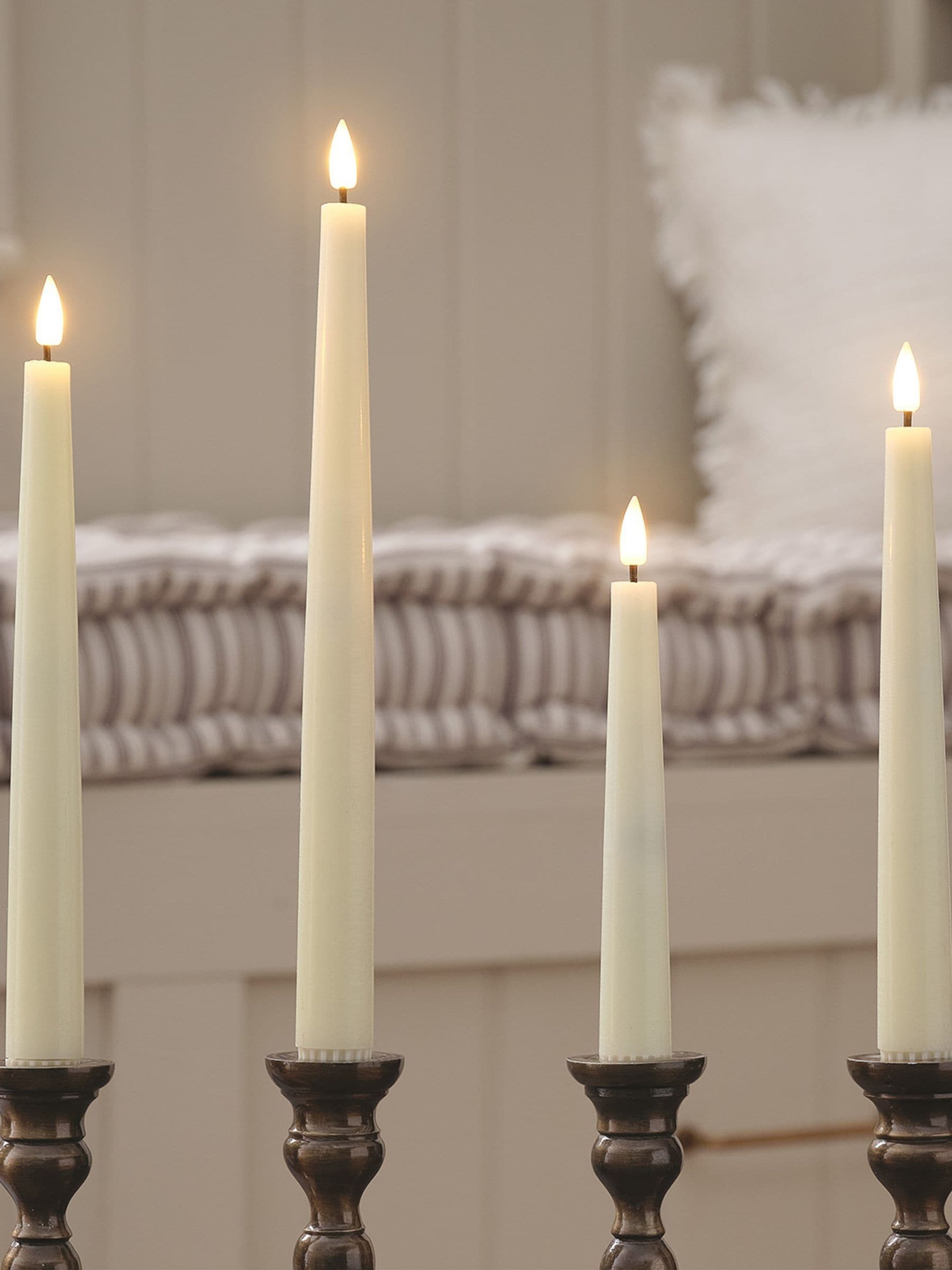 Lights4fun mixed size slim taper candles with remote, imported from the UK