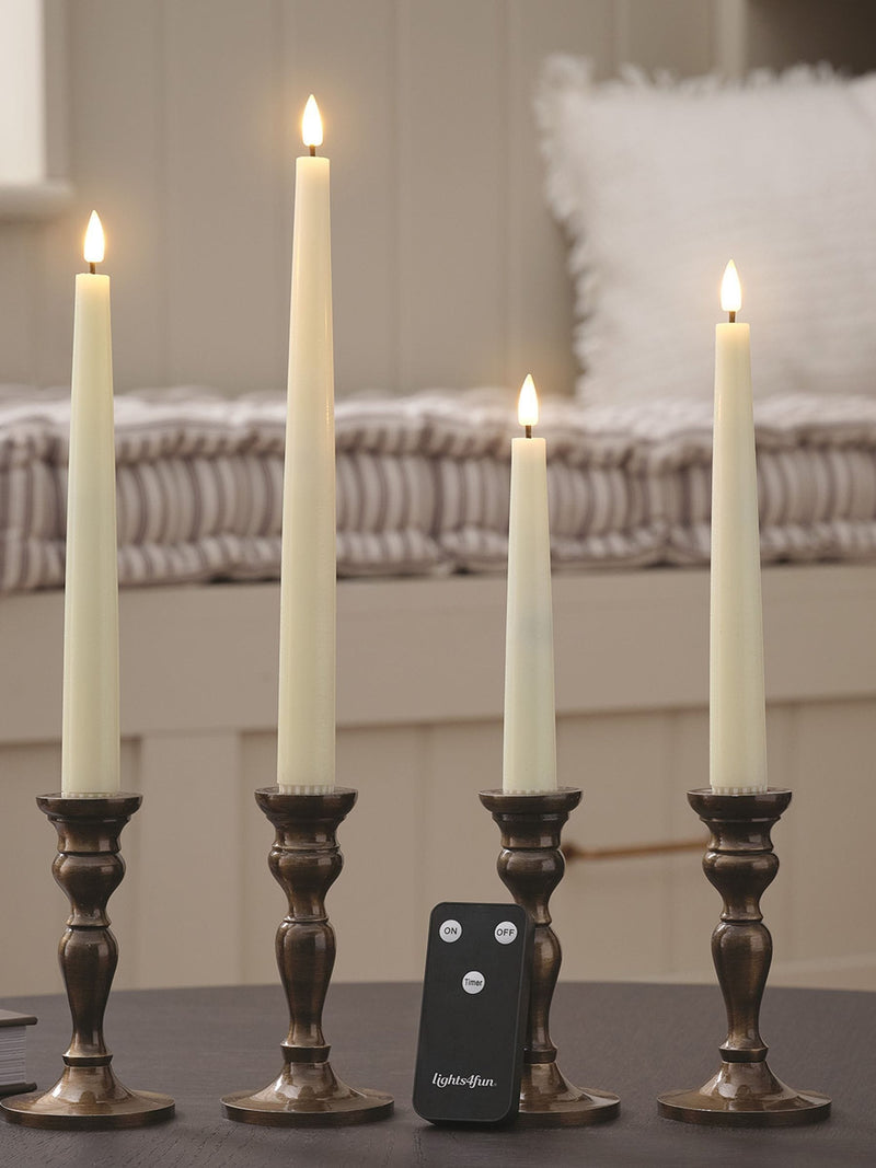 Lights4fun mixed size slim taper candles with remote, imported from the UK