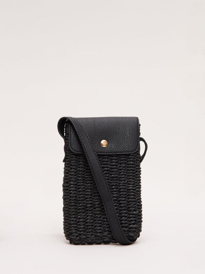 Next Phase Eight Black Straw Cross-Body Phone Case- Buy online at McGrocer