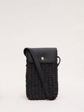 Phase Eight black straw cross-body phone case, imported from the UK