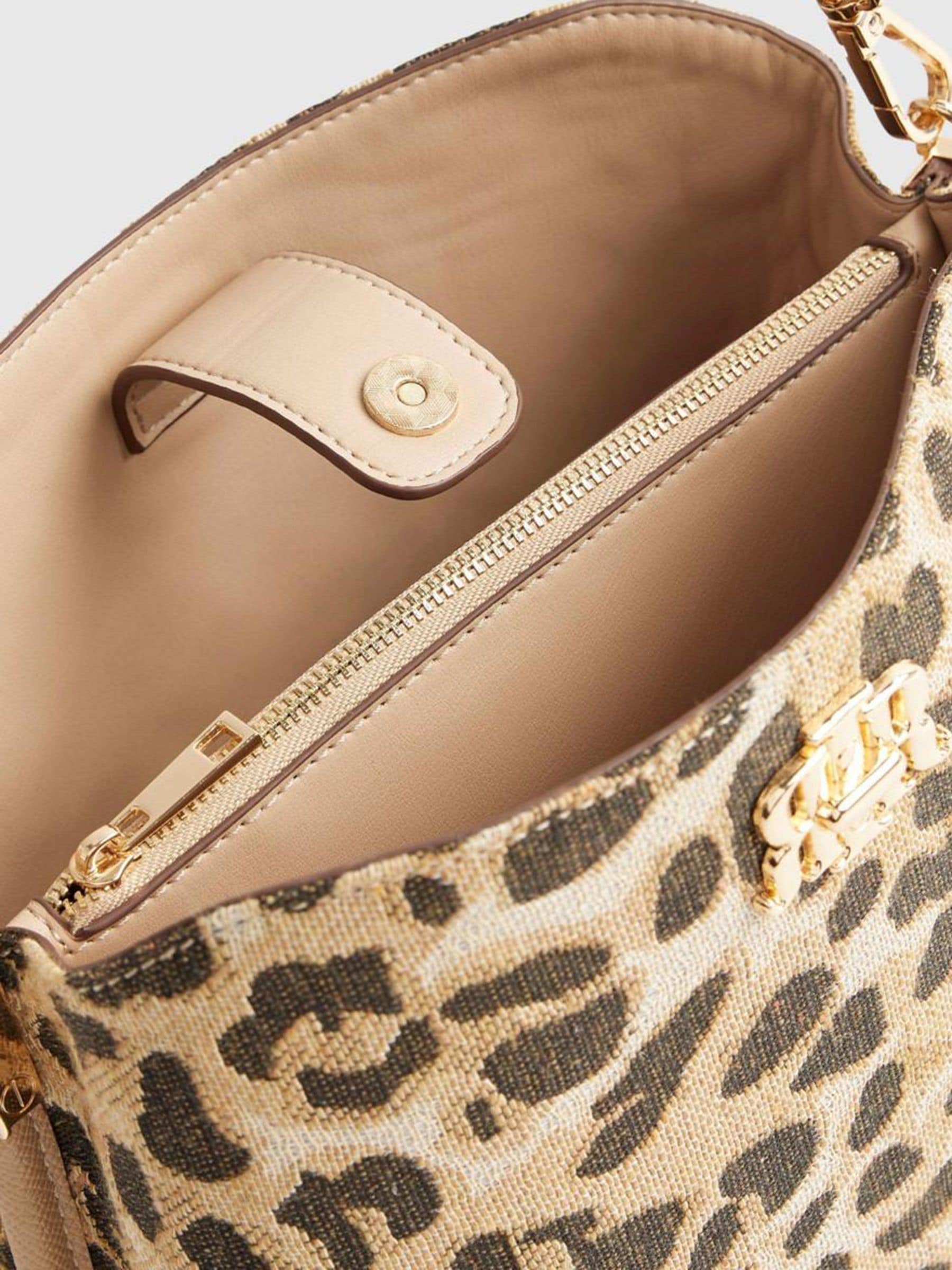 River Island brown leopard jacquard bucket bag (British brand)
