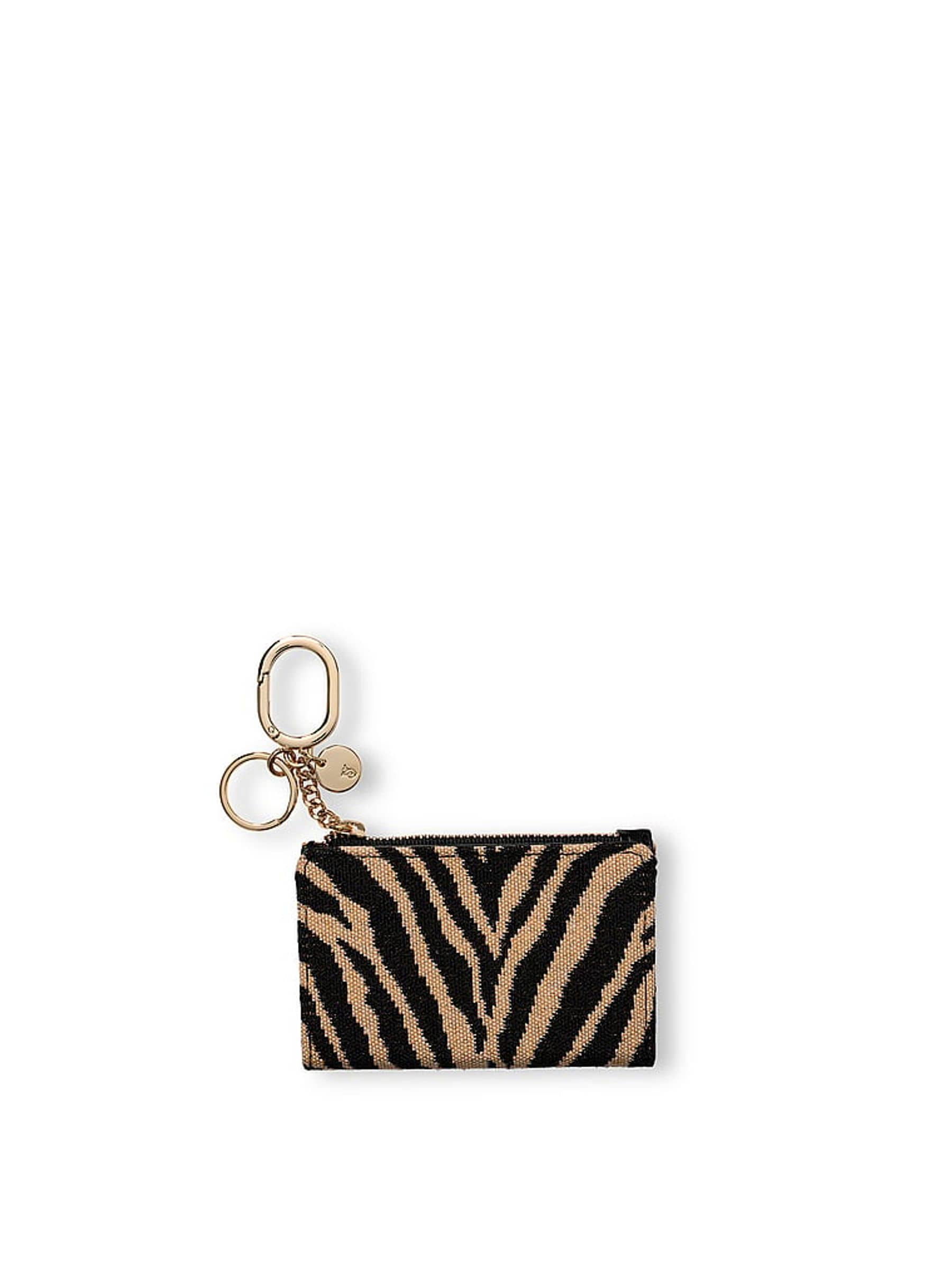 Victoria's Secret Brown Tiger Stripe Foldable Keyring Card Holder