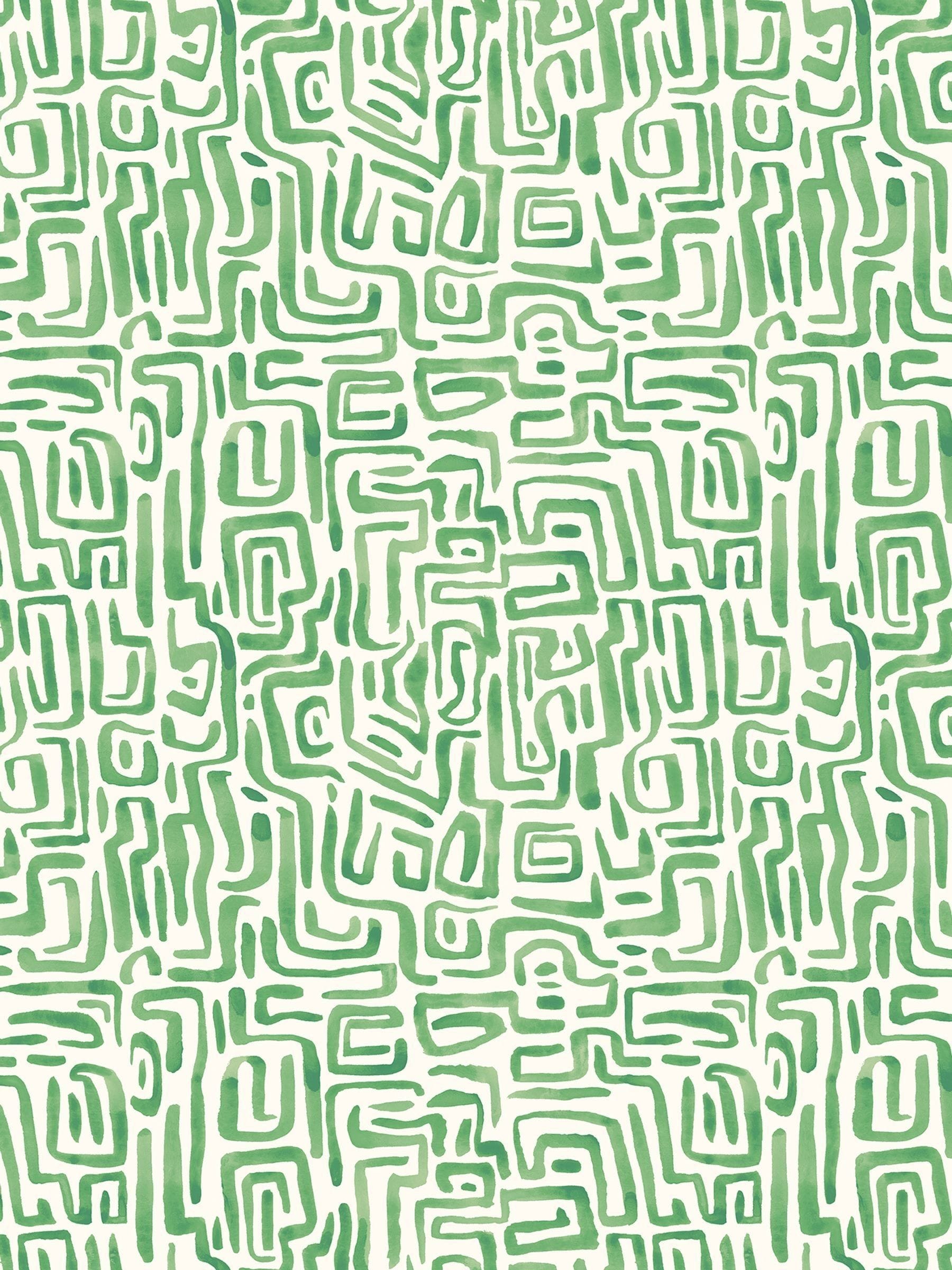 Hoopla Walls Olive Mix Maze Squiggle Wallpaper A4 Sample