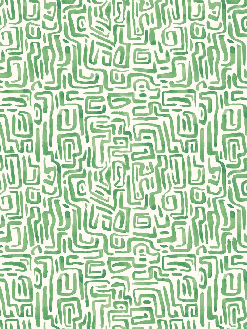 Hoopla Walls Olive Mix Maze Squiggle Wallpaper A4 Sample