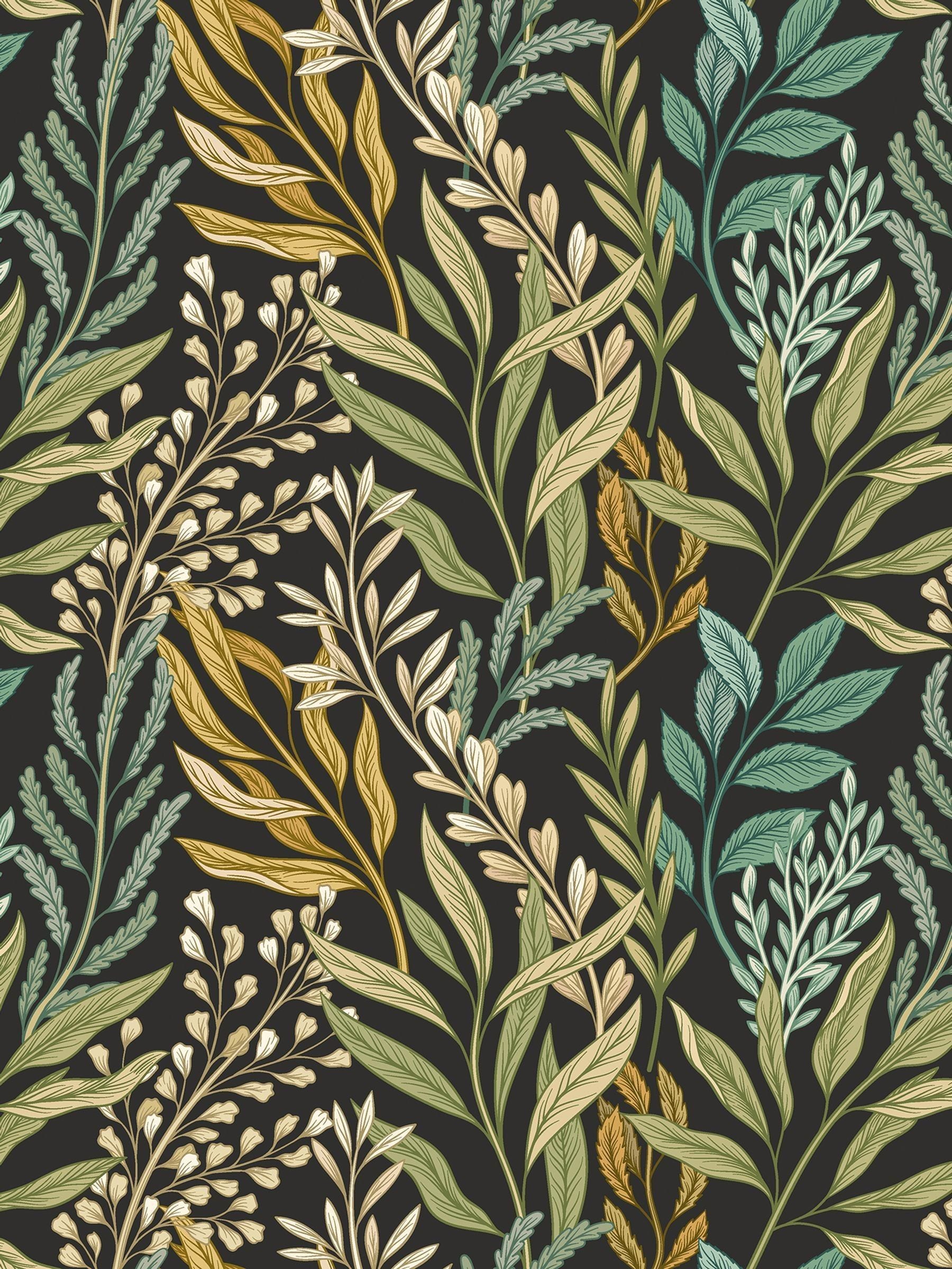 Hoopla Walls Noir Mix Verdant Leaves Wallpaper A4 Sample